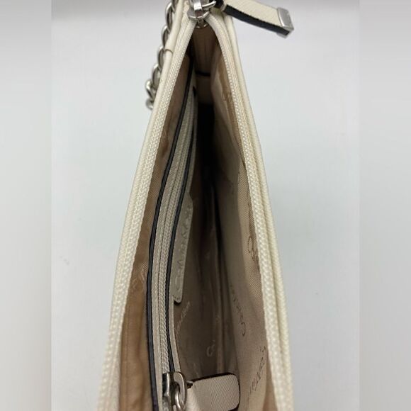 Calvin Klein Saffiano Cork Patchwork Crossbody Blue/Tan Color - Picture 5 of 9